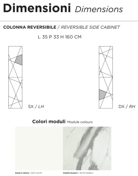 Colonna da bagno reversibile moderna CRIZIA a 2 ante BIANCO OPACO