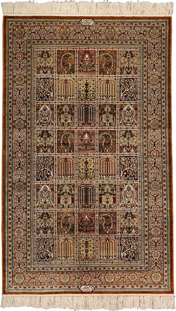 Ghom Tappeto 90x150 Marrone (Cina) Annodato A Mano