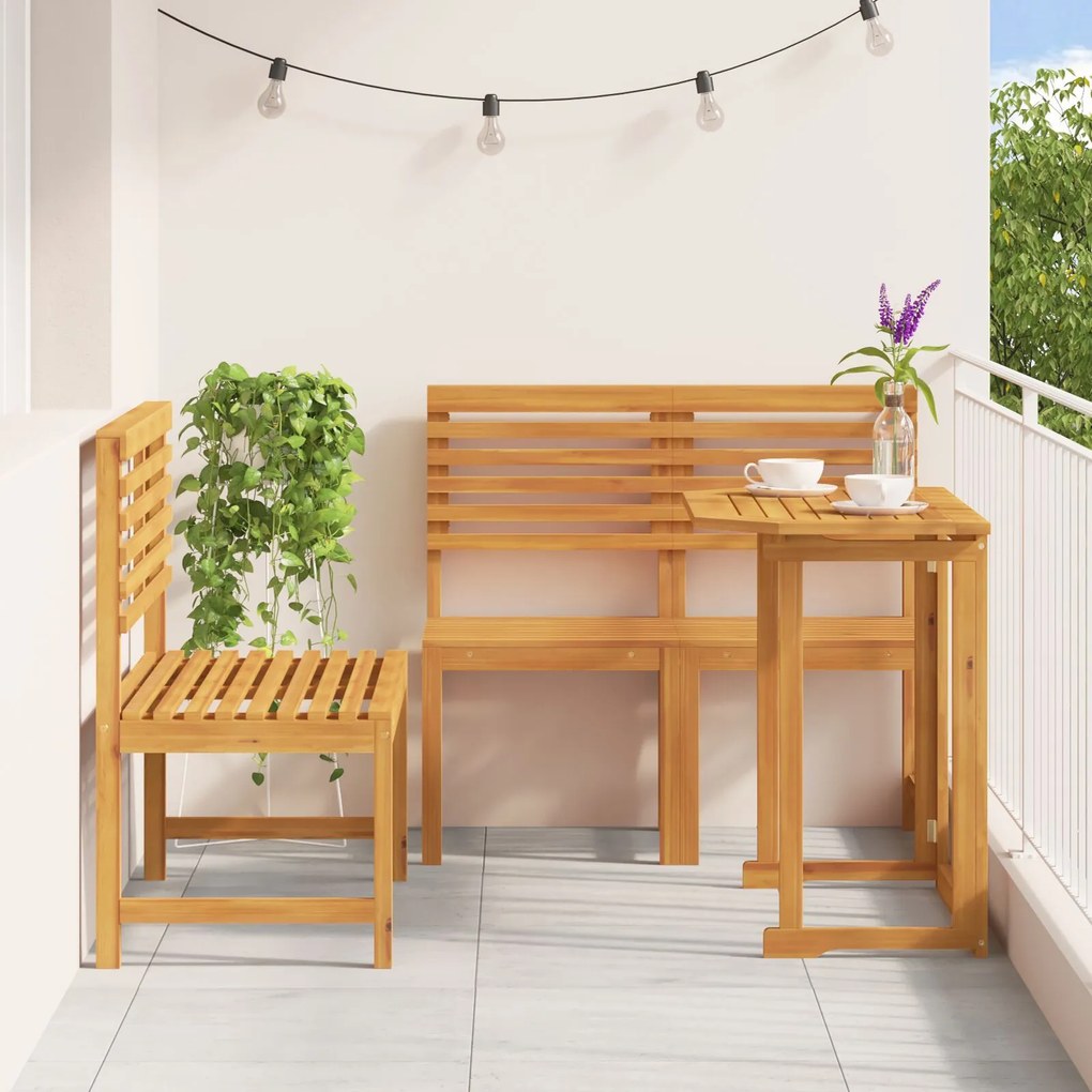 Set da pranzo da giardino 4 pezzi in legno di acacia massello