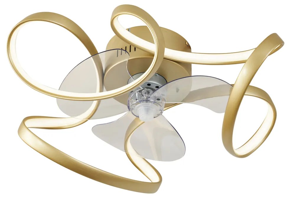 Ventilatore da soffitto ottone 55 cm con LED dimmerabile con telecomando - Mandy