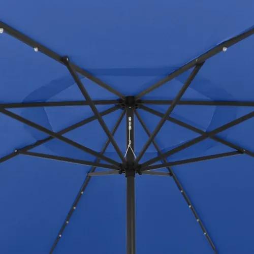 Ombrellone da Esterni con LED e Palo in Metallo 400 cm Azzurro