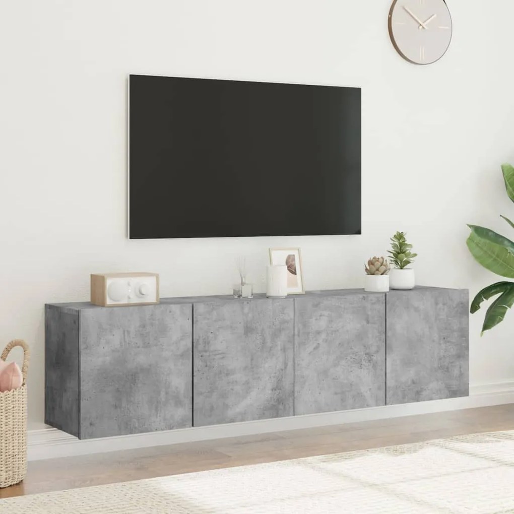 Mobili tv a parete 2pz grigio cemento 80x30x41 cm