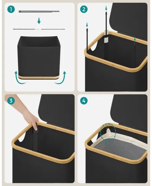 Cesto portabiancheria TATE nero