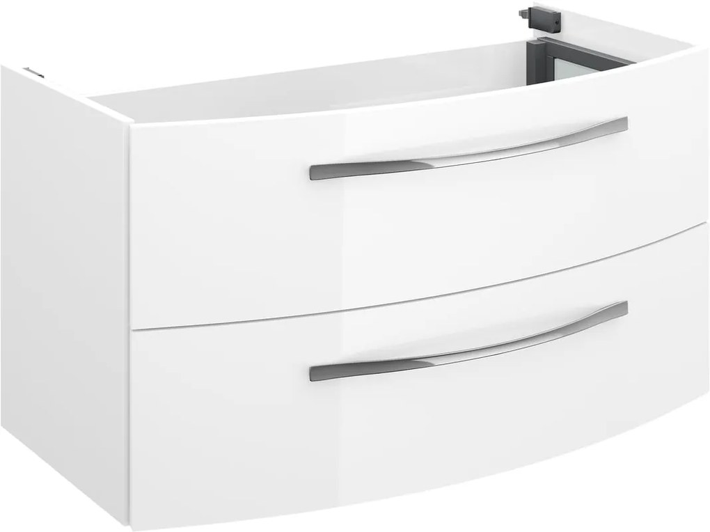Mobile bagno sospeso con lavabo L 90 x H 48 x P 48 cm bianco lucido 2 cassetti per vasca centrale Imagine