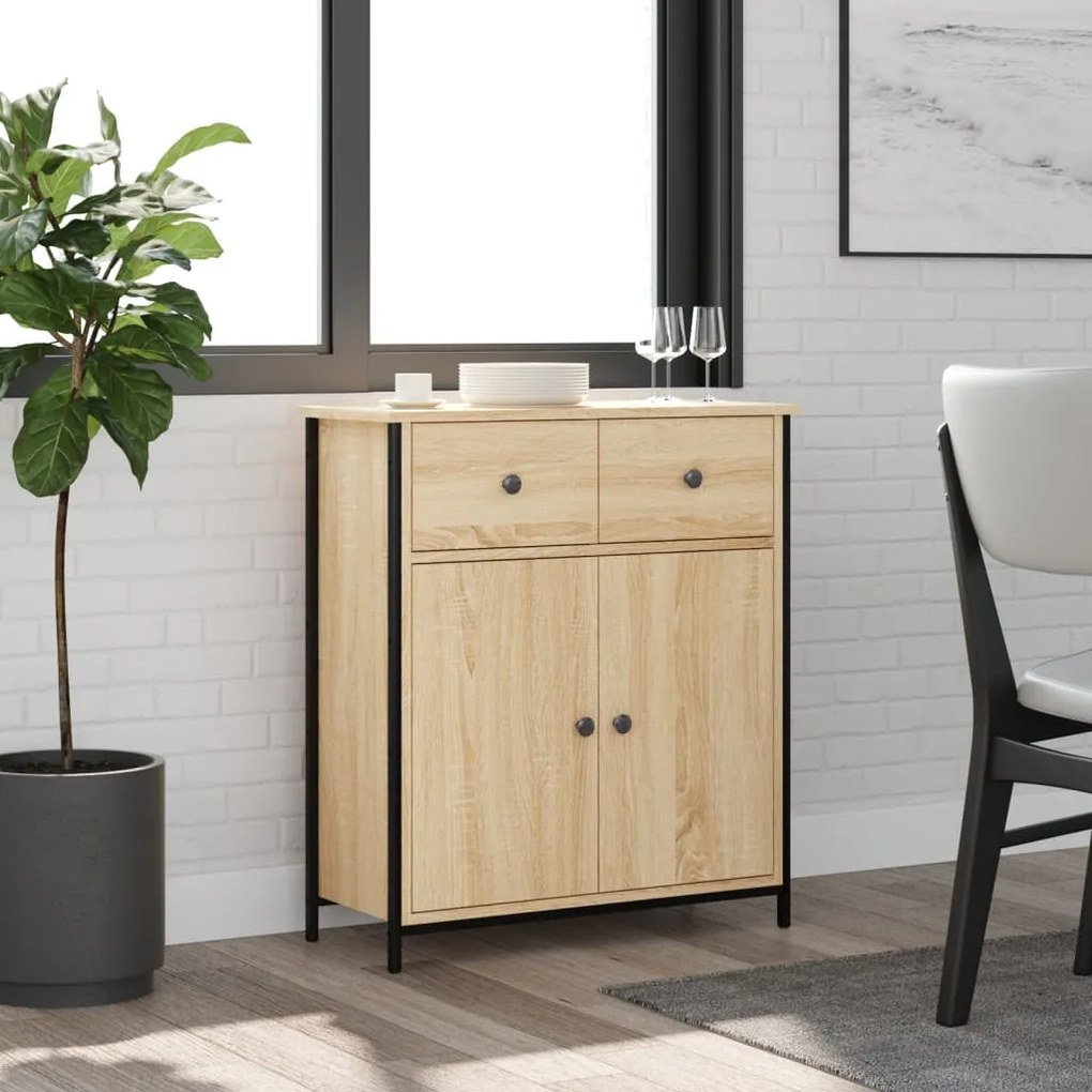 Credenza Rovere Sonoma 70x30x80 Cm İn Legno Multistrato /