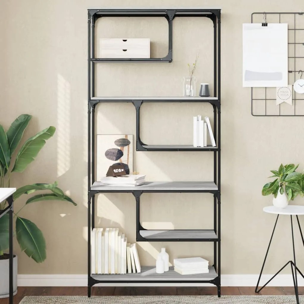 Libreria grigio sonoma 81x36x176 cm in legno multistrato