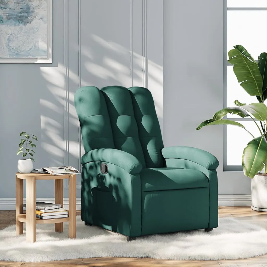 Poltrona Reclinabile İn Tessuto Verde Scuro /