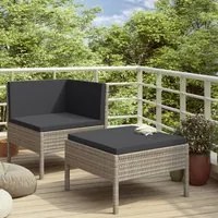 Set Divani da Giardino 2 pz con Cuscini in Polyrattan Grigio 310208