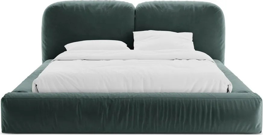 Letto matrimoniale imbottito color petrolio con contenitore con rete inclusa 180x200 cm Martina – Micadoni