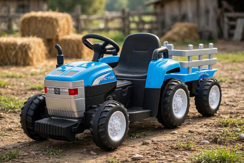 Trattore Elettrico per Bambini 12V con Rimorchio Blu...