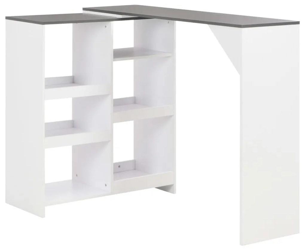 Tavolo da Bar con Scaffale Mobile Bianco 138x39x110 cm