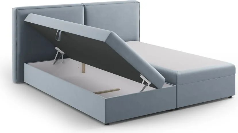 Letto boxspring azzurro con contenitore 160x200 cm Arendal - Cosmopolitan Design