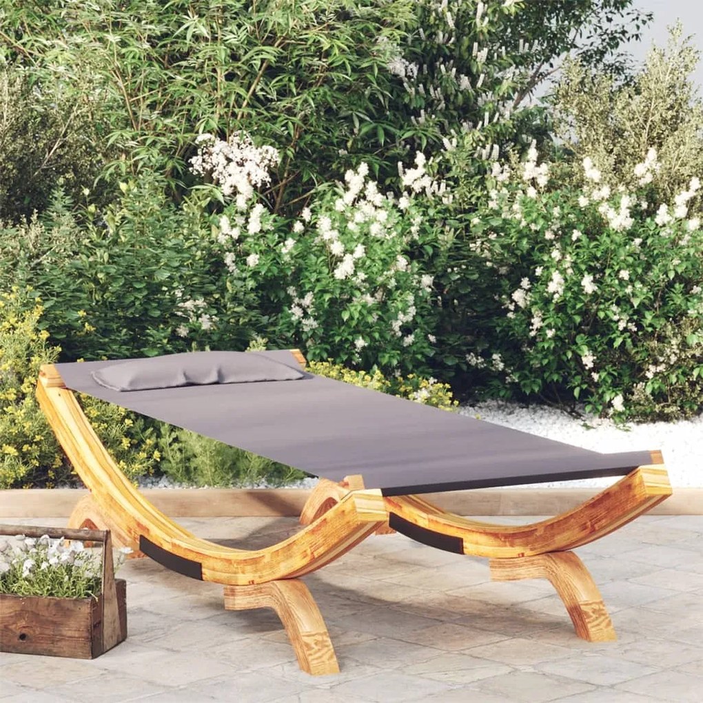 Lettino Prendisole 100x188,5x44 Cm İn Legno Curvato Antracite /