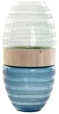 Vaso DKD Home Decor JV-174995 Cristallo Legno Blu Marino (21 x 21 x 43 cm)