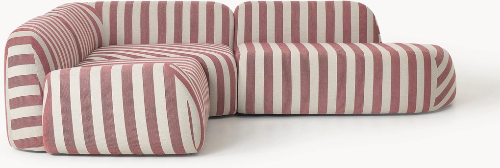 Divano angolare componibile 4 posti a righe con chaise longue Wolke