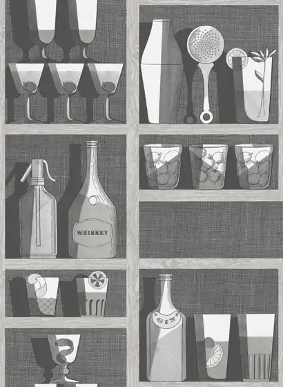 Fornasetti Tapete Cocktails von Cole and Son - Soot and Snow
