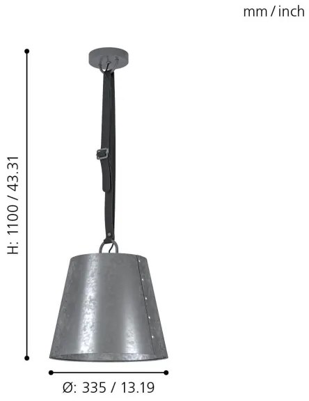 Eglo 43405 - Lampadario a sospensione con filo CHERTSEY 1xE27/60W/230V