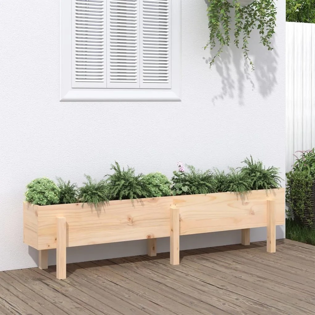 Fioriera Rialzata Da Giardino 160x30x38 Cm Legno Massello Pino /