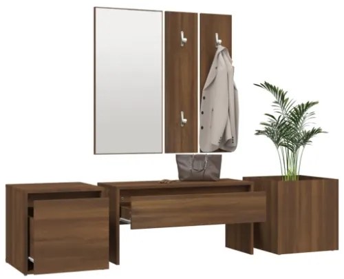 Set di Mobili da Corridoio Rovere Marrone in Legno Multistrato