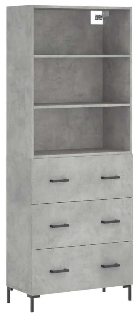 Credenza grigio cemento 69,5x34x180 cm in legno multistrato