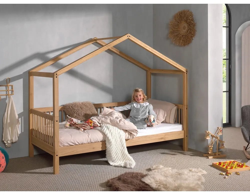 Letto per bambini in rovere colore naturale con letto estraibile 90x200 cm Forrest - Vipack