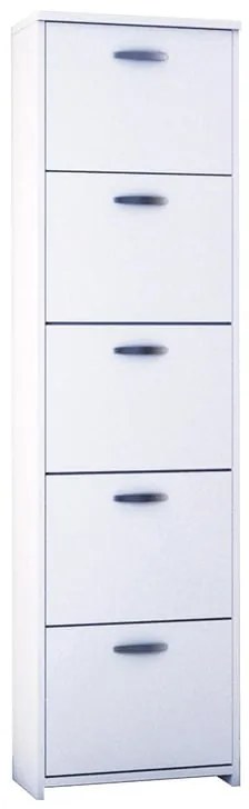 Scarpiera Salvaspazio 5 ante doppia profondità L 50 x H 182 x P 25 cm 20 paia, bianco
