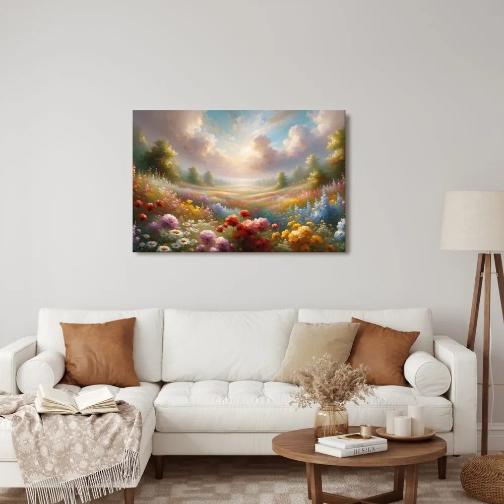 Quadro su tela – Campo di fiori romantico