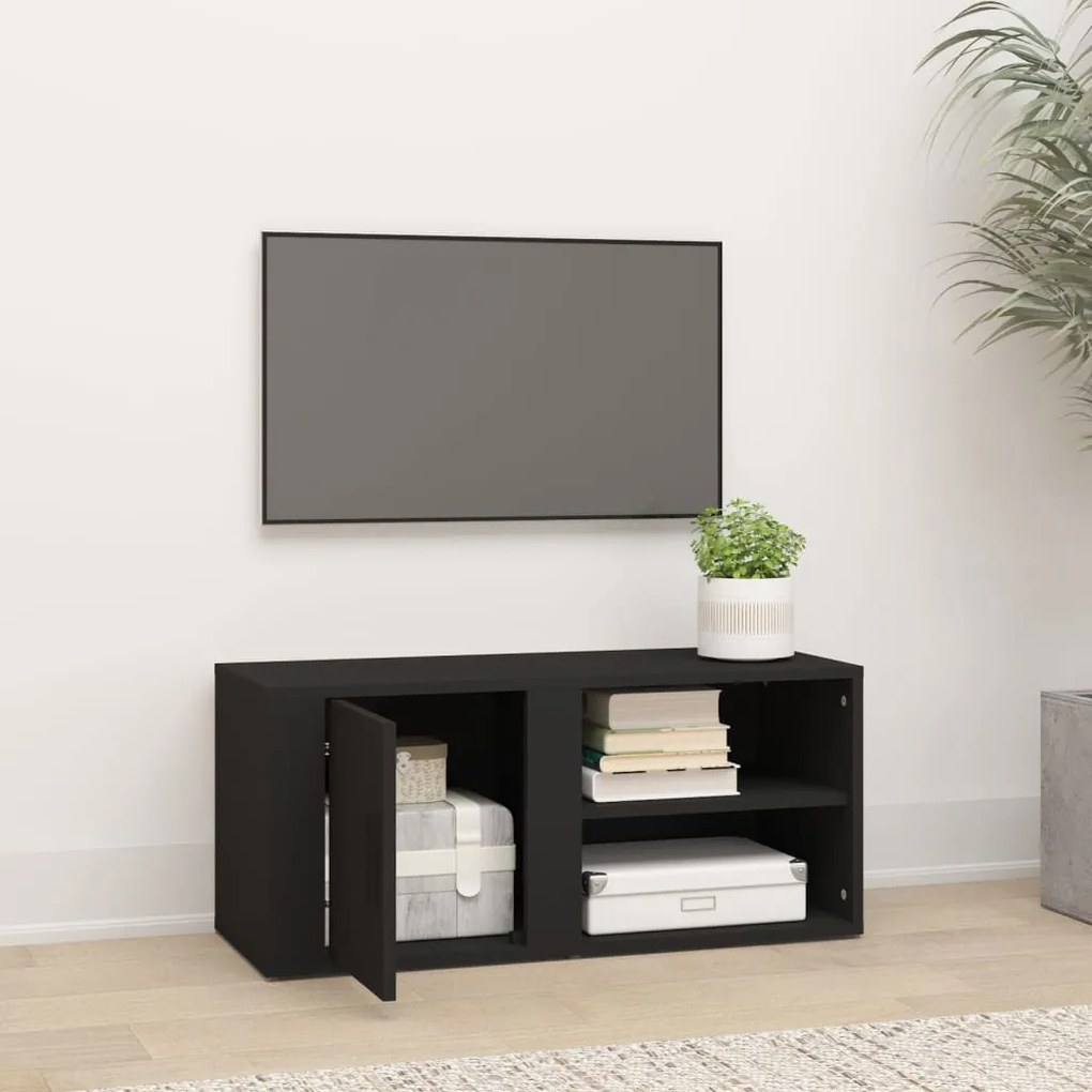 Mobile porta tv nero 80x31,5x36 cm in legno multistrato