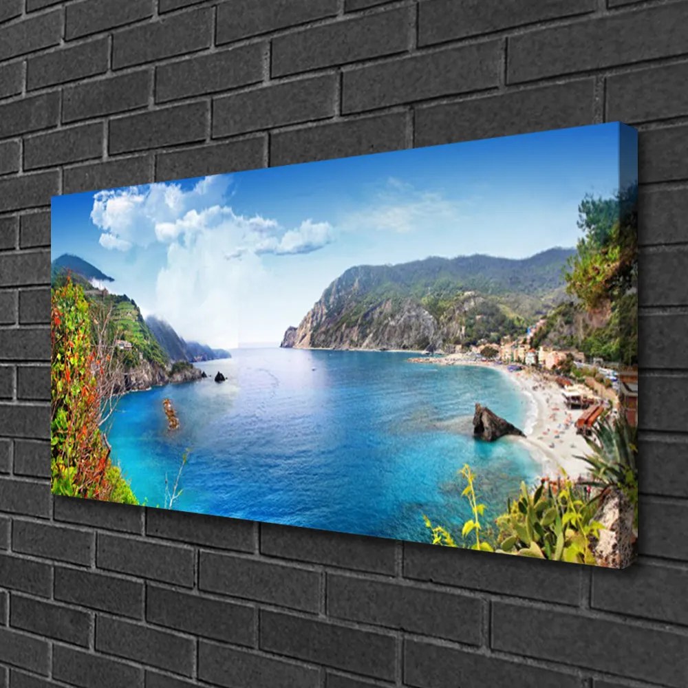 Quadro su tela Paesaggio del mare della montagna della baia 100x50 cm