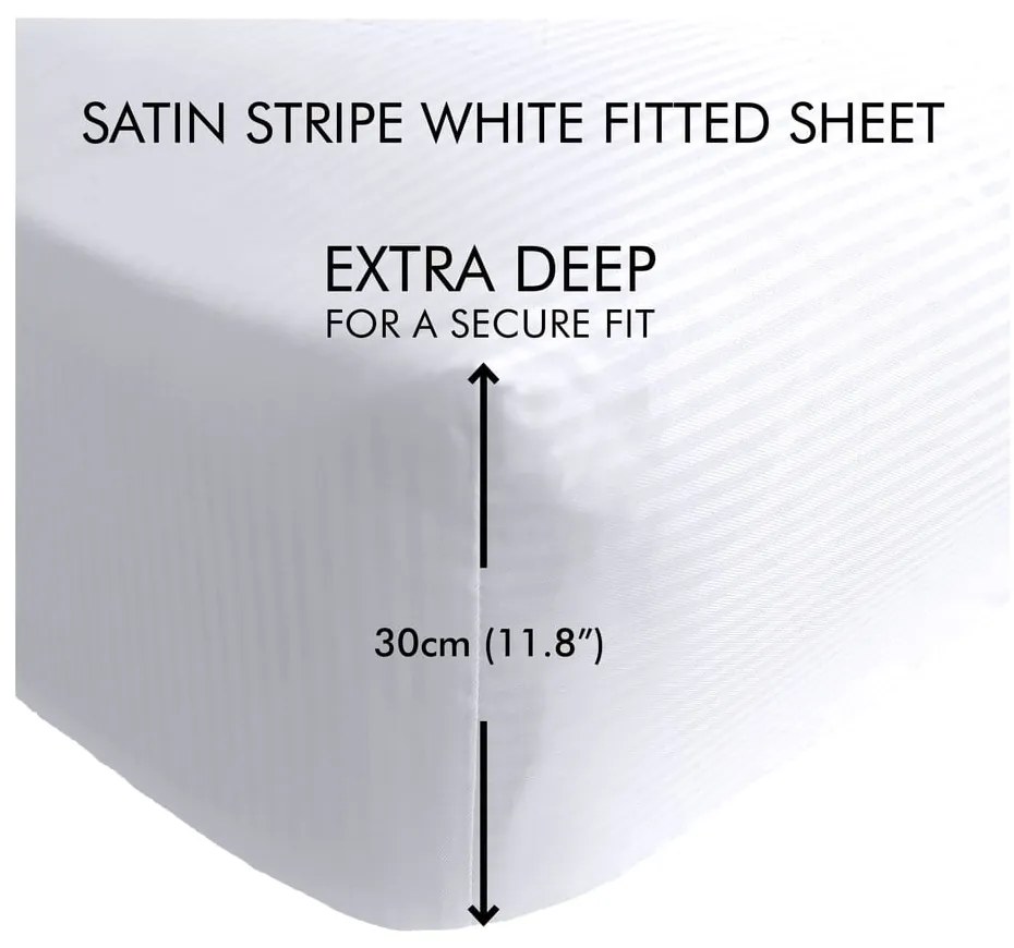 Lenzuolo teso bianco 90x190 cm Satin Stripe - Catherine Lansfield