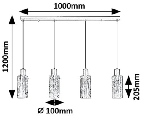 Rabalux 72039 - Lampadario a sospensione con filo FUMEA 4xE27/60W/230V