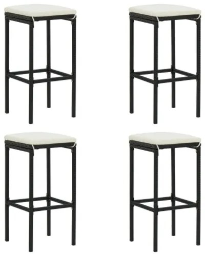 Set da Bar da Giardino 5 pz con Cuscini in Polyrattan Nero