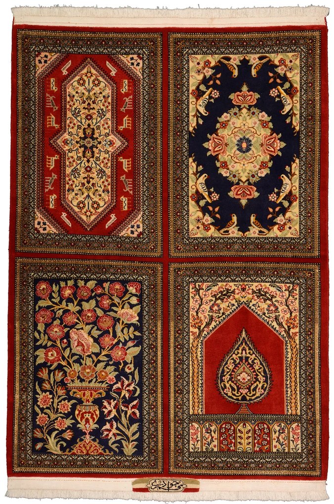 Ghom Tappeto persiano 110 x 150 Rosso (Iran) Annodato A Mano