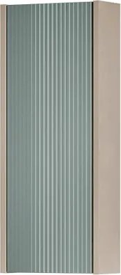 Pensile bagno Niwa cannettato laccato opaco Beige Greige con vetro blu pacifico, 1 anta P17 x L30 x H78.5 cm