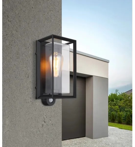 Globo 31982SS -Applique da esterno con sensore LOGANA 1xE27/60W/230V IP44 nero