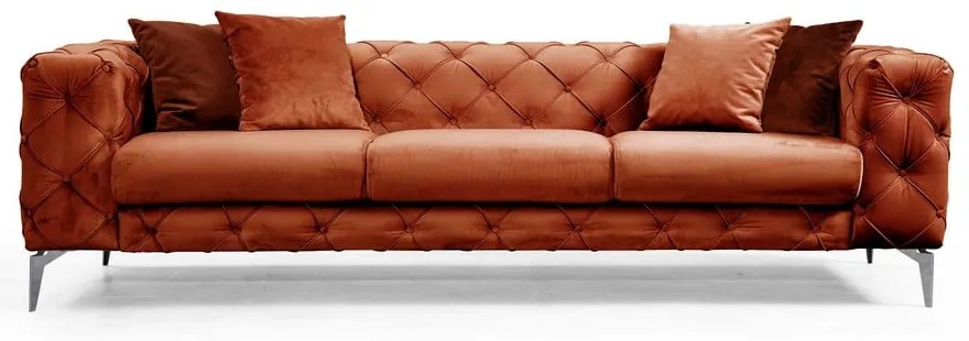 Divano in velluto arancione 237 cm Como - Artie
