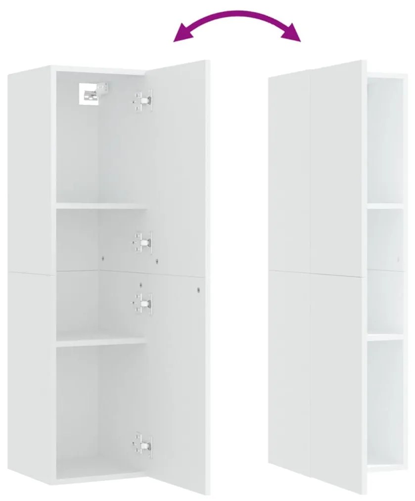 Mobili Porta TV 2pz Bianchi 30,5x30x110 cm in Legno Multistrato