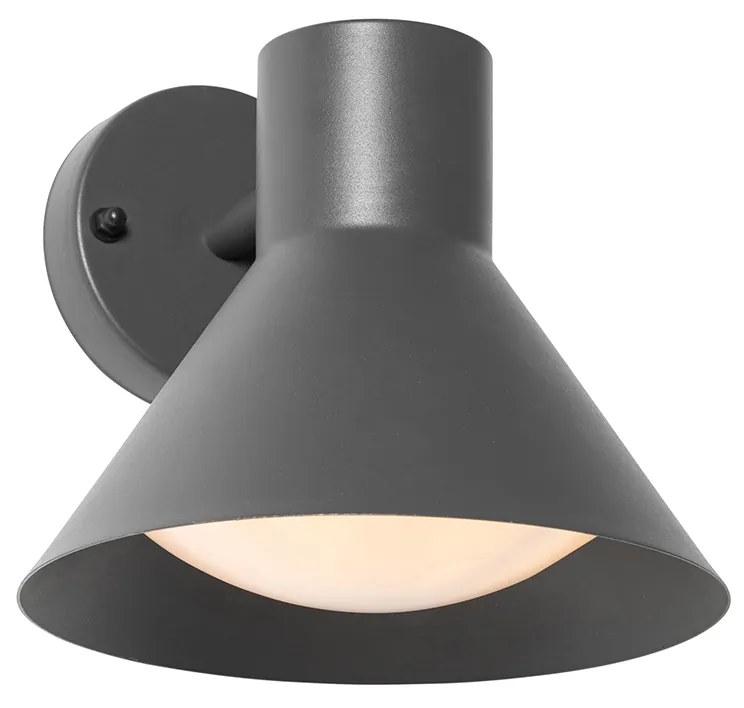 Lampada da parete per esterni industriale grigio scuro a cono IP44 - Natas