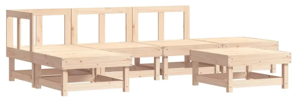 Set divani da giardino 6 pz con cuscini in legno massello