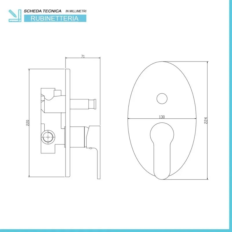 Set miscelatori nero opaco lavabo bidet e doccia incasso con deviatore Paco