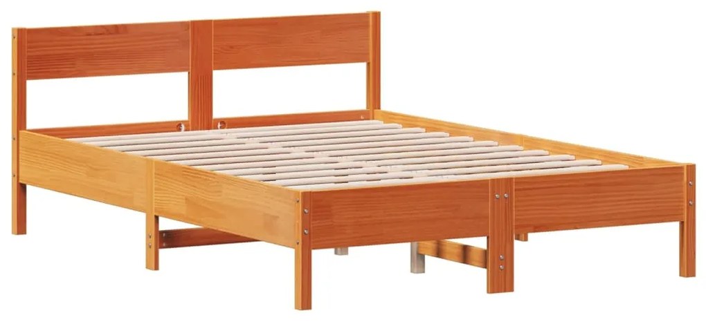 Giroletto con testiera marrone cera 140x190 cm massello pino