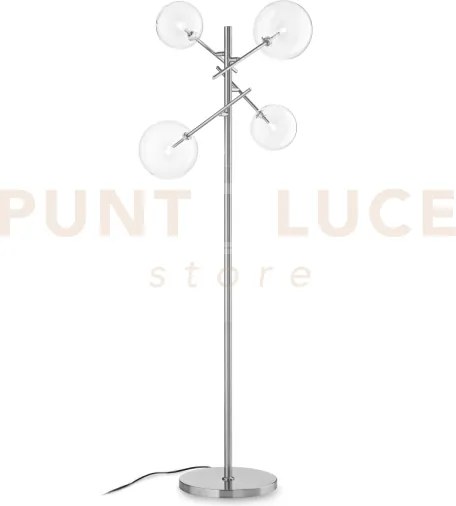 Equinoxe lampada da terra cromo e trasparente in vetro 4 luci attac...