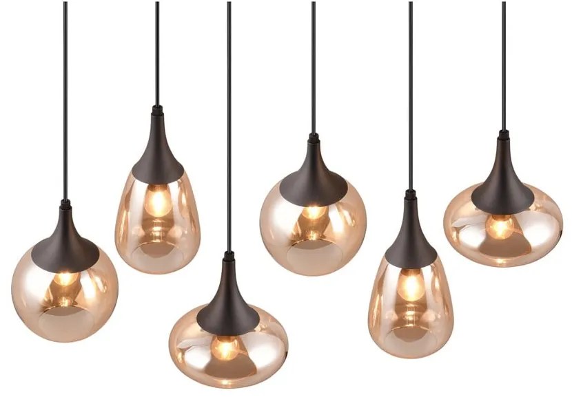 Lampada a sospensione nero-arancio con paralume in vetro Lumina - Trio