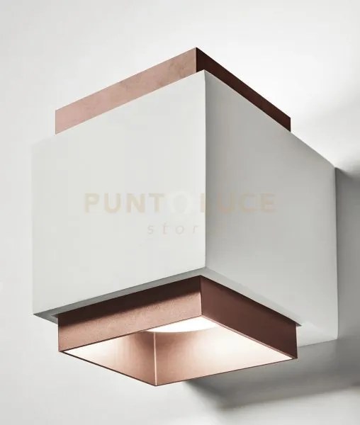 Syme applique da parete 2 luci attacco gx53 quadrata rame in gesso ...