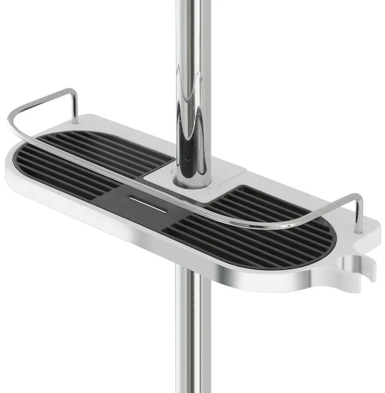 Mensola per colonna doccia universale in ABS cromo con fermo oggetti