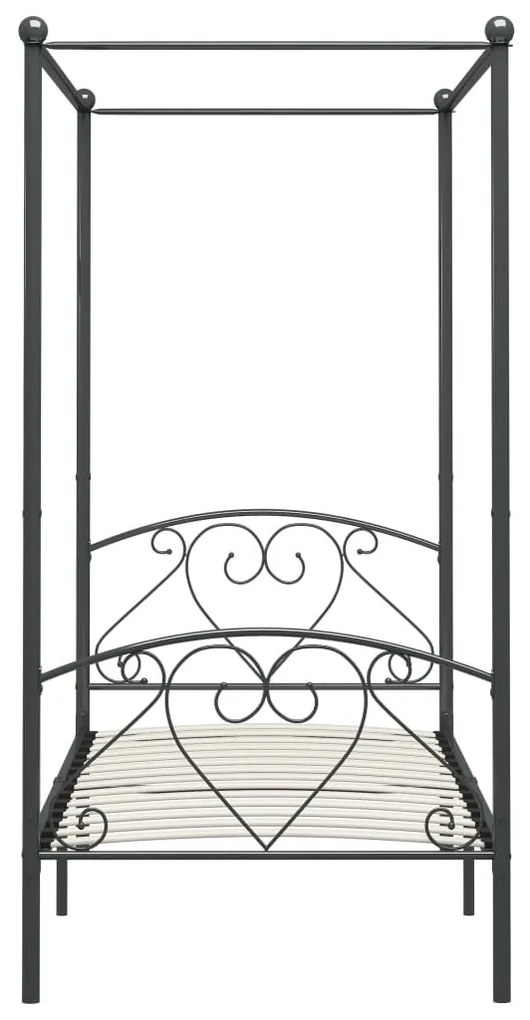 Letto a baldacchino grigio in metallo 100x200 cm