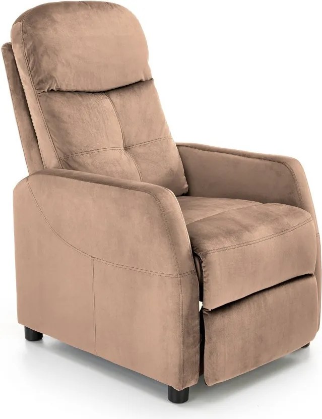 Poltrona reclinabile Felipe 2 in velluto beige - H103 cm