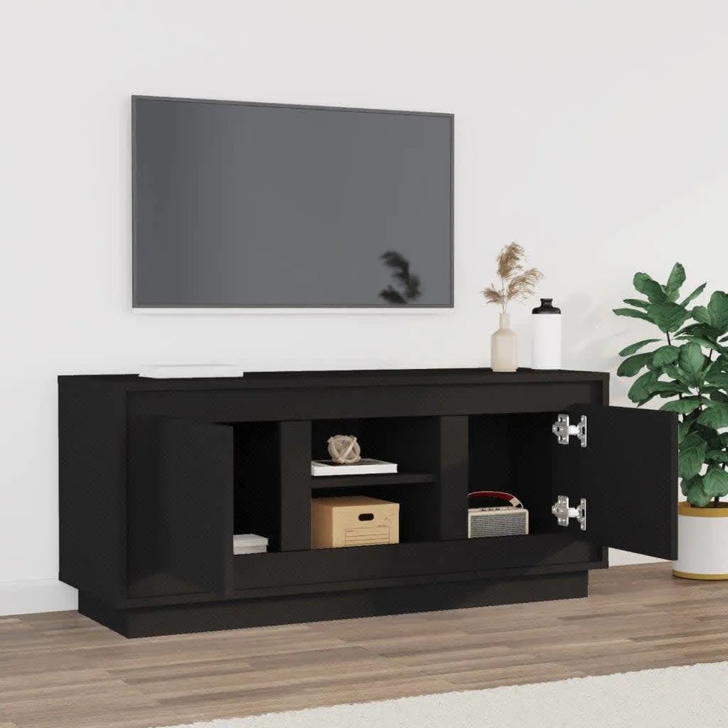 Mobile porta tv nero 102x35x45 cm in legno multistrato