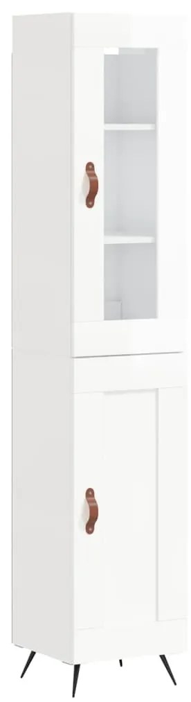 Credenza 34,5x34x180 cm in Legno Multistrato Bianco Lucido