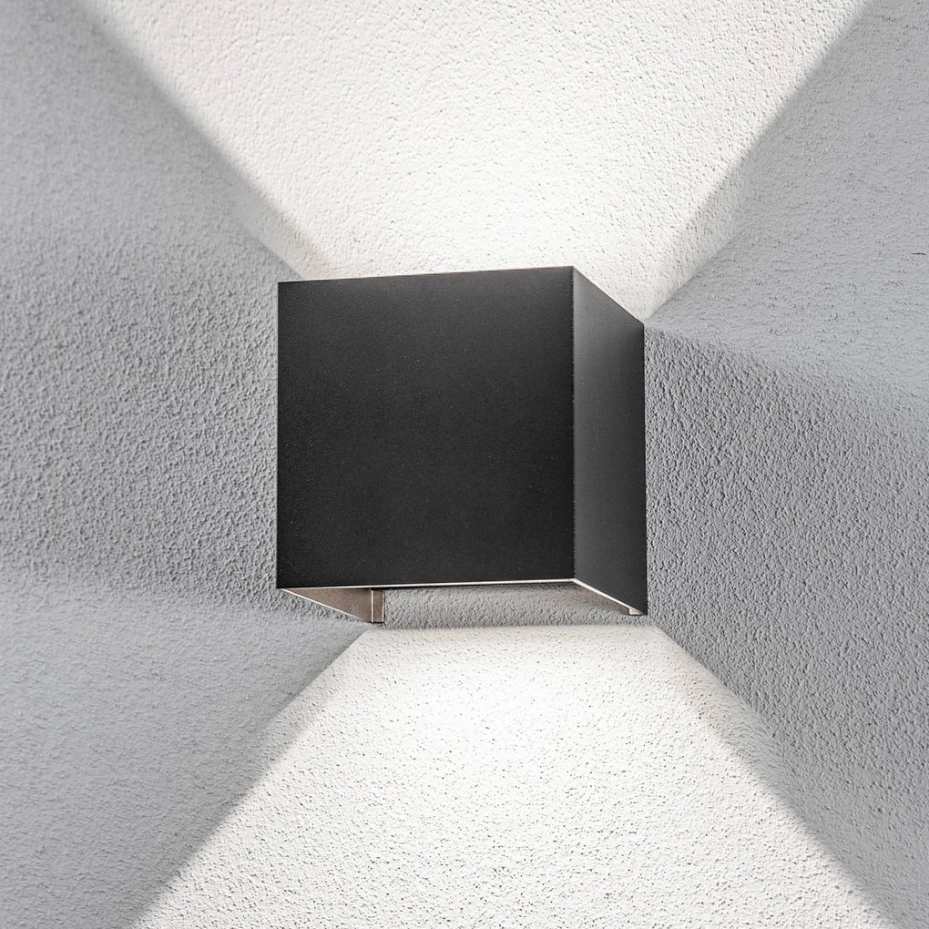 Lindby Applique da esterni LED Nivar, angolare, nera, IP54